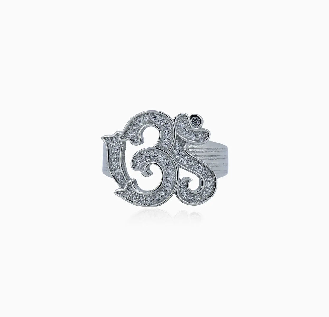 Pure Silver Om Symbol Ring - Made With Pure 925 Silver