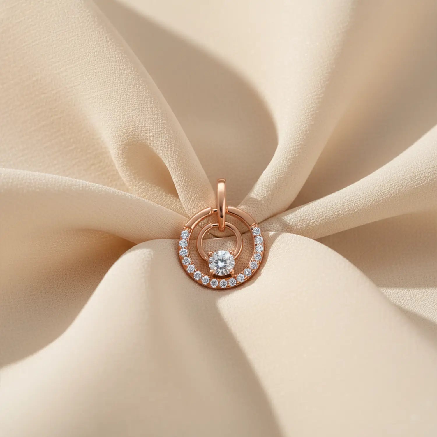 Rose Gold Ruby Circle Silver Pendant - Made With 925 Pure Silver