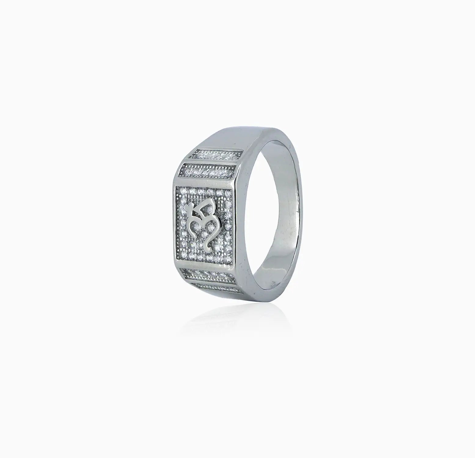 Pure Silver Om Rectangle Band Ring - Made With Pure 925 Silver