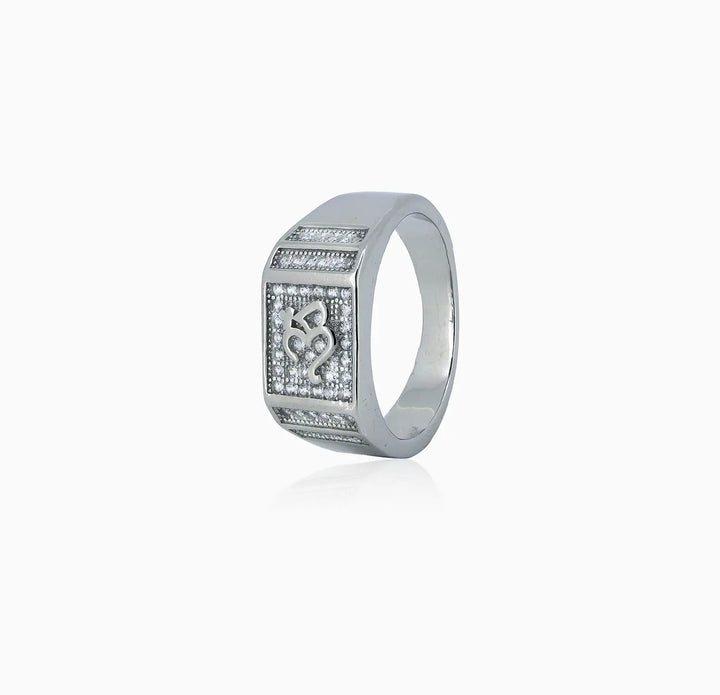 Pure Silver Om Rectangle Band Ring - Made With Pure 925 Silver