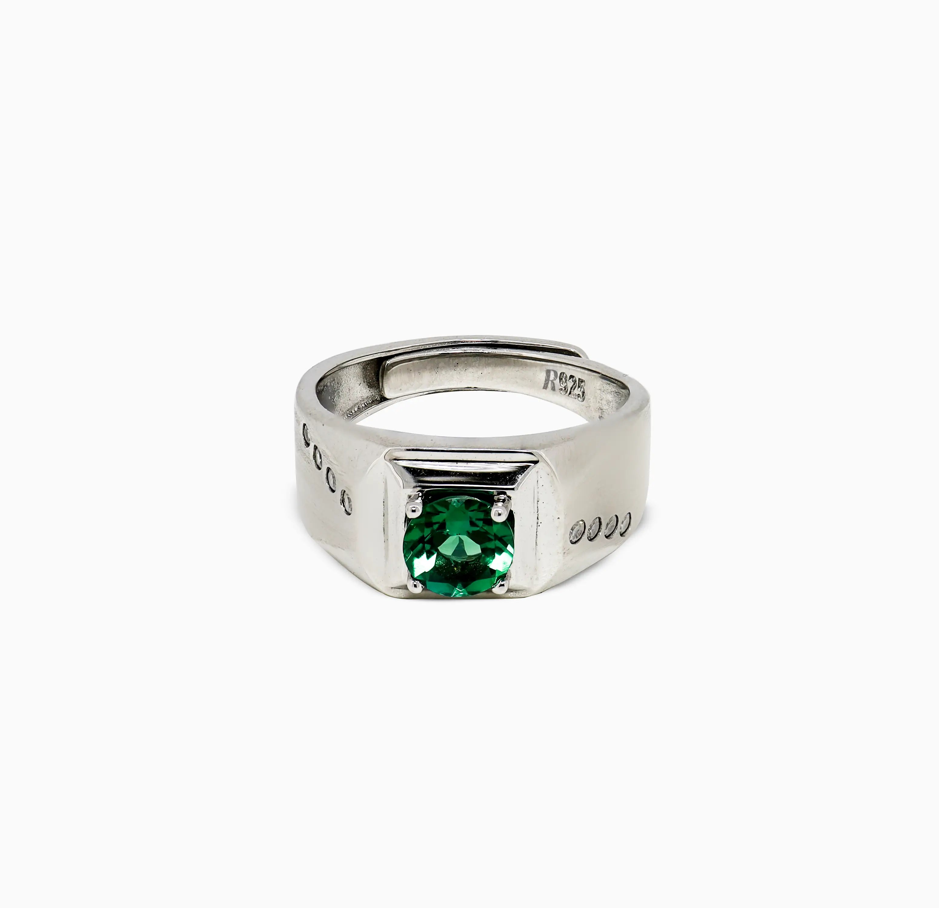 Pure Silver Green Stone Ring - Made With Pure 925 Silver