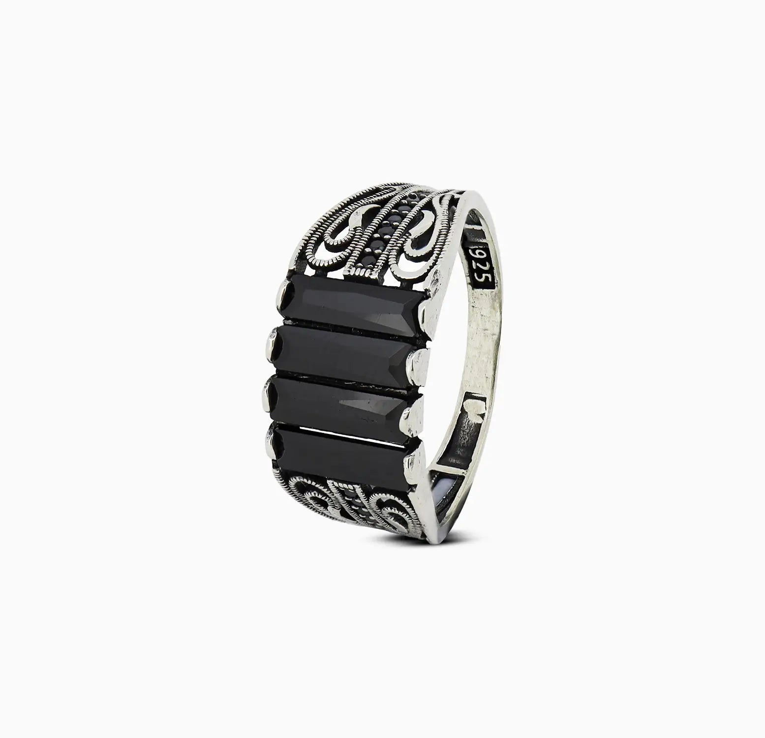 Vintage Black Onyx Silver Ring - Made With Pure 925 Silver