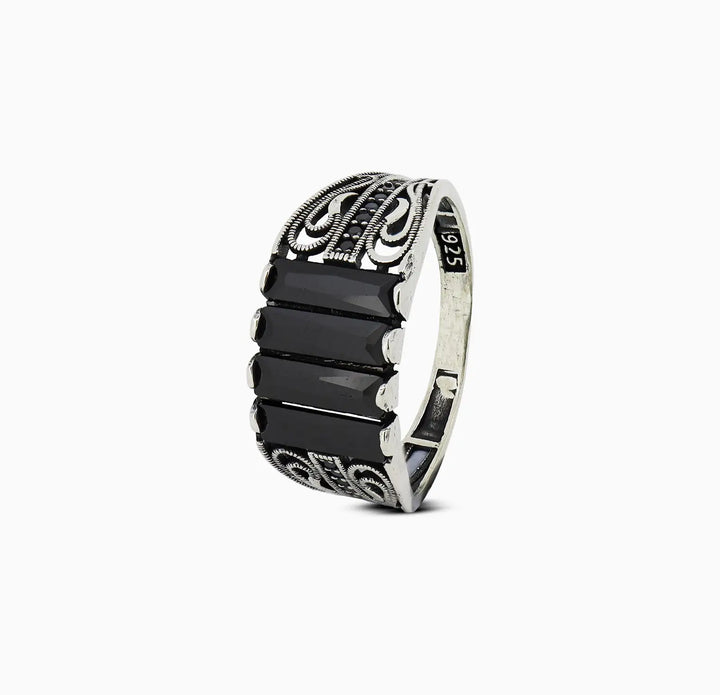 Vintage Black Onyx Silver Ring - Made With Pure 925 Silver