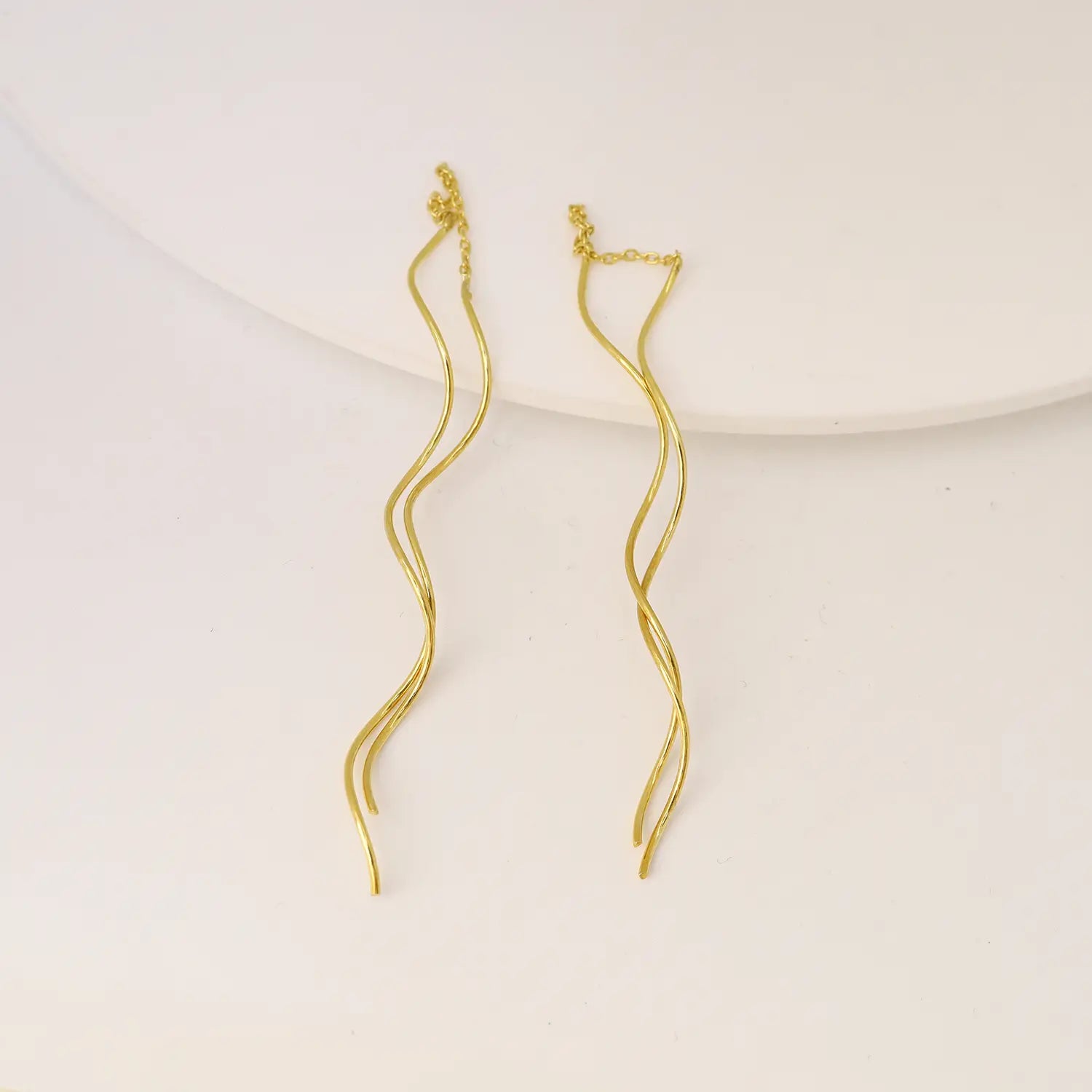 Graceful Wave Sterling Silver Threader Earrings - Made With Pure 925 Silver