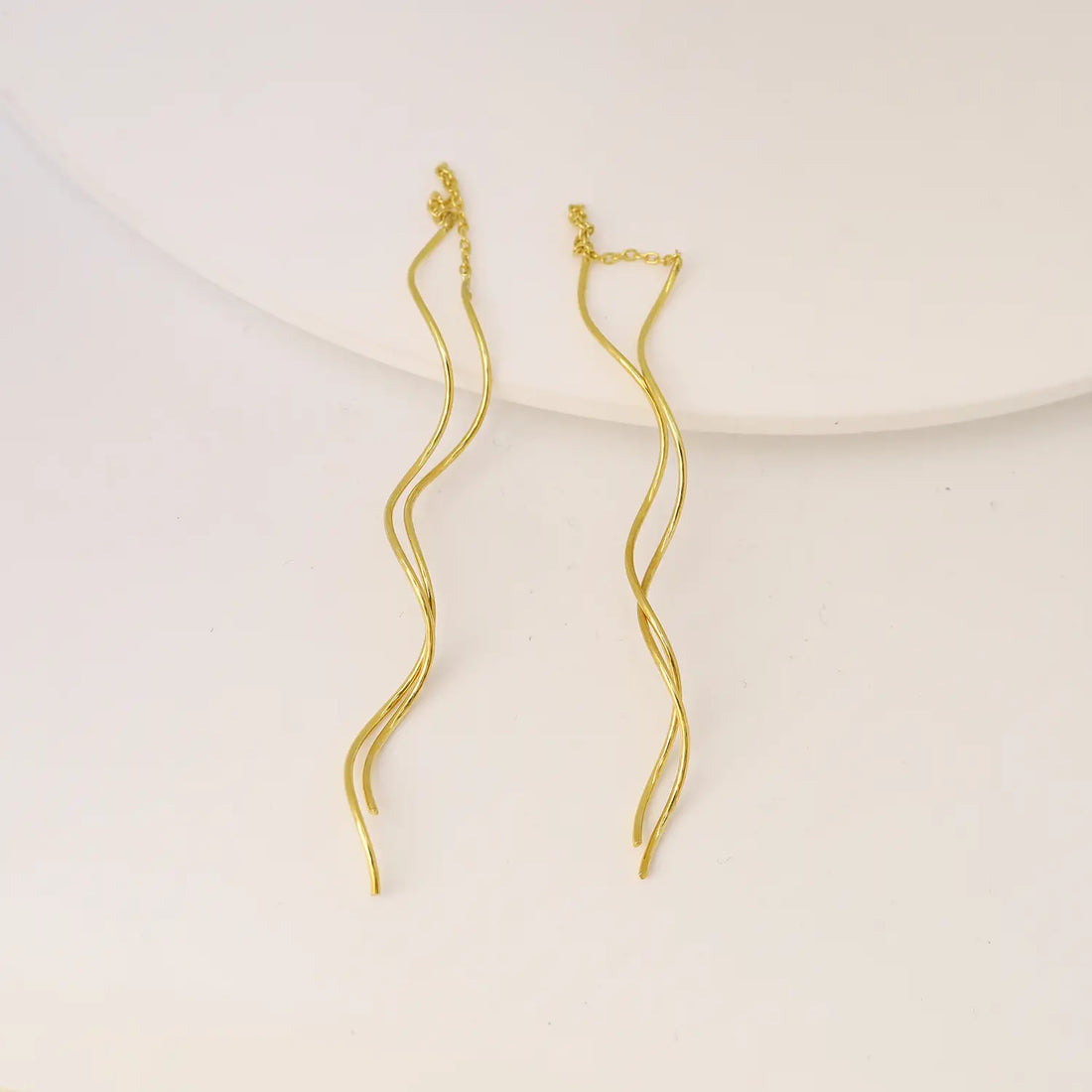 Graceful Wave Sterling Silver Threader Earrings - Made With Pure 925 Silver