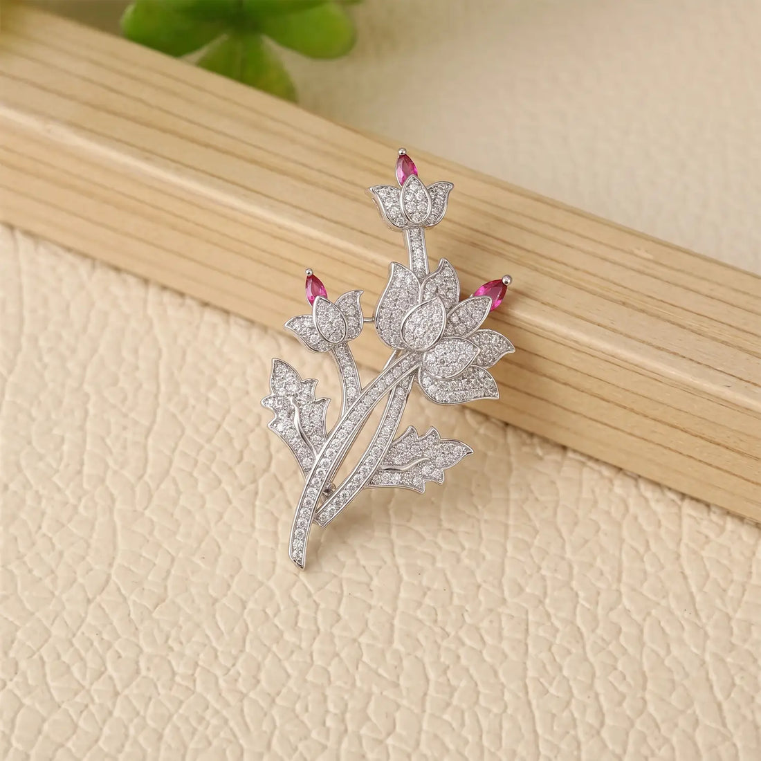 Elegant Lotus Bloom Silver Brooch - Made With Pure 925 Silver