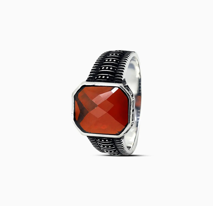 Pure Silver Red Garnet Ring - Made With Pure  925 Silver