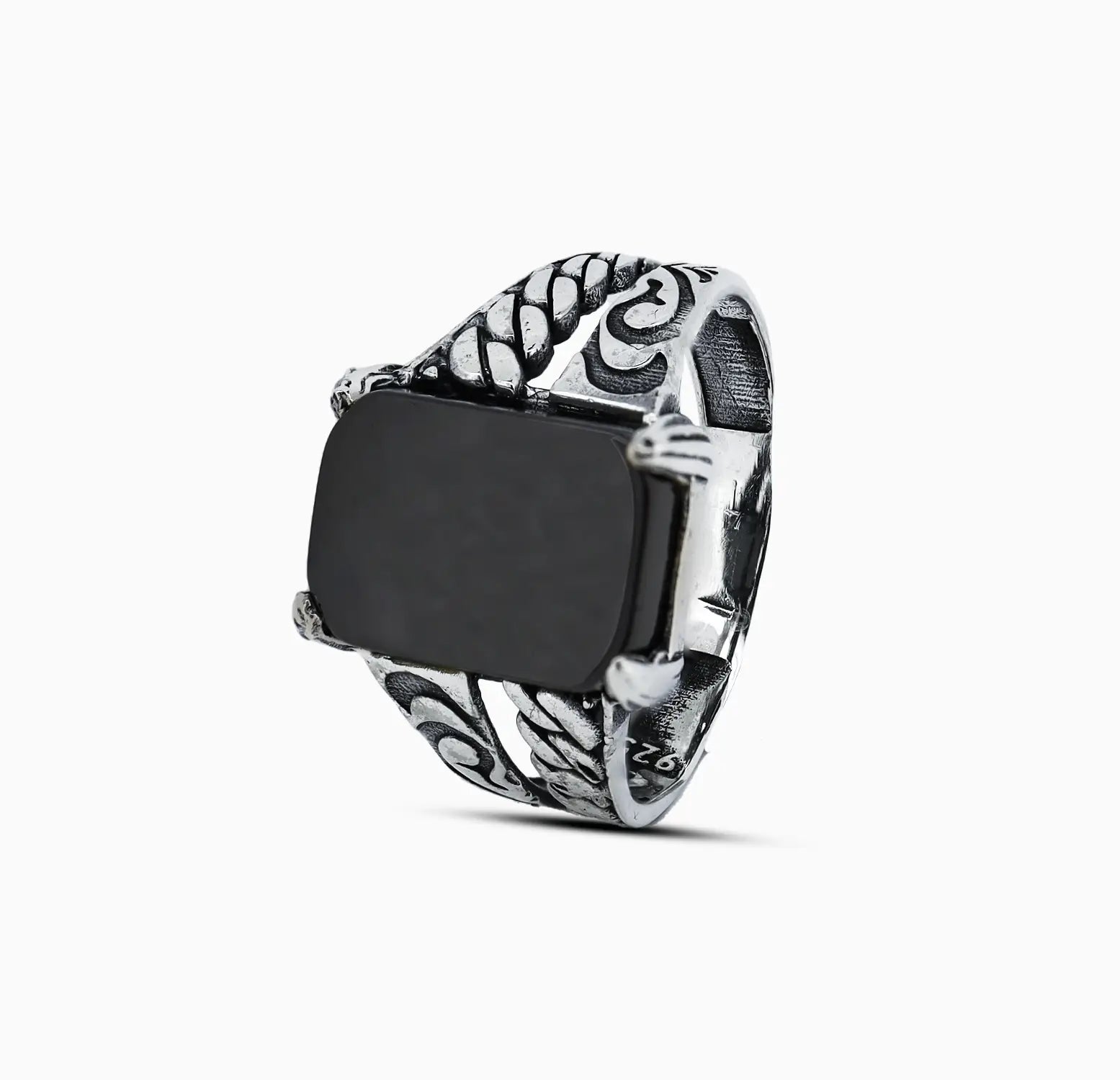 Black Gemstone Silver Ring -Made With Pure 925 Silver