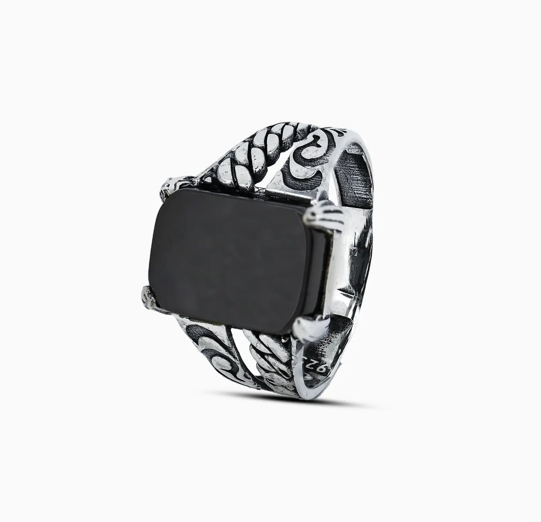 Black Gemstone Silver Ring -Made With Pure 925 Silver