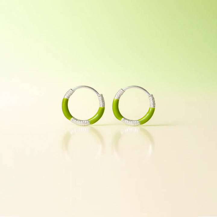 Lime Twist Silver Hoop Earrings - Made With Pure 925 Silver