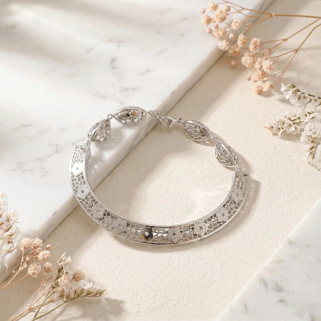 Royal Gold Finish Cutwork Pure Silver Bracelet- Made With Pure 925 Silver