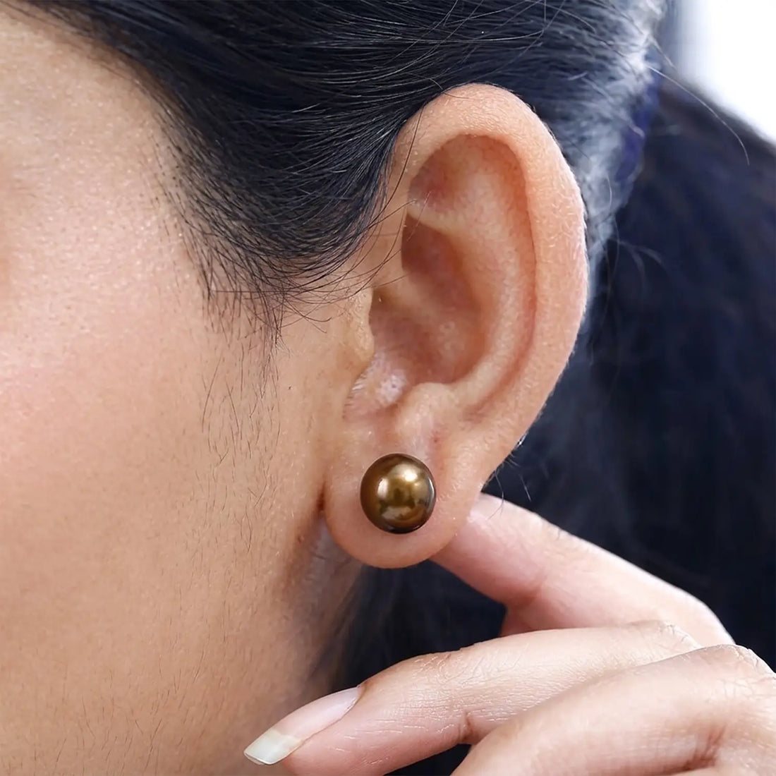 Midnight Pearl Sterling Silver Stud Earrings - Made With Pure 925 Silver