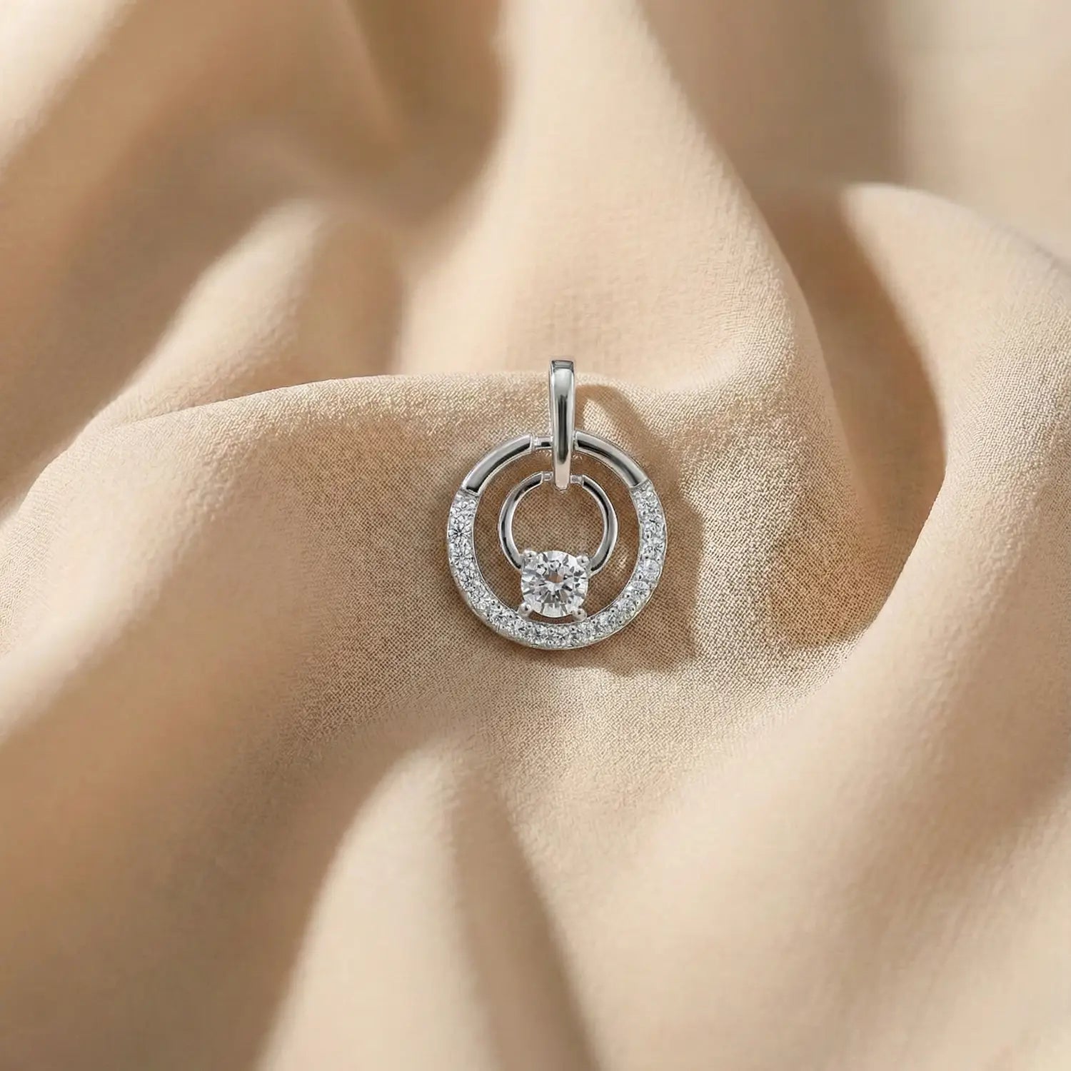 Rose Gold Ruby Circle Silver Pendant - Made With 925 Pure Silver