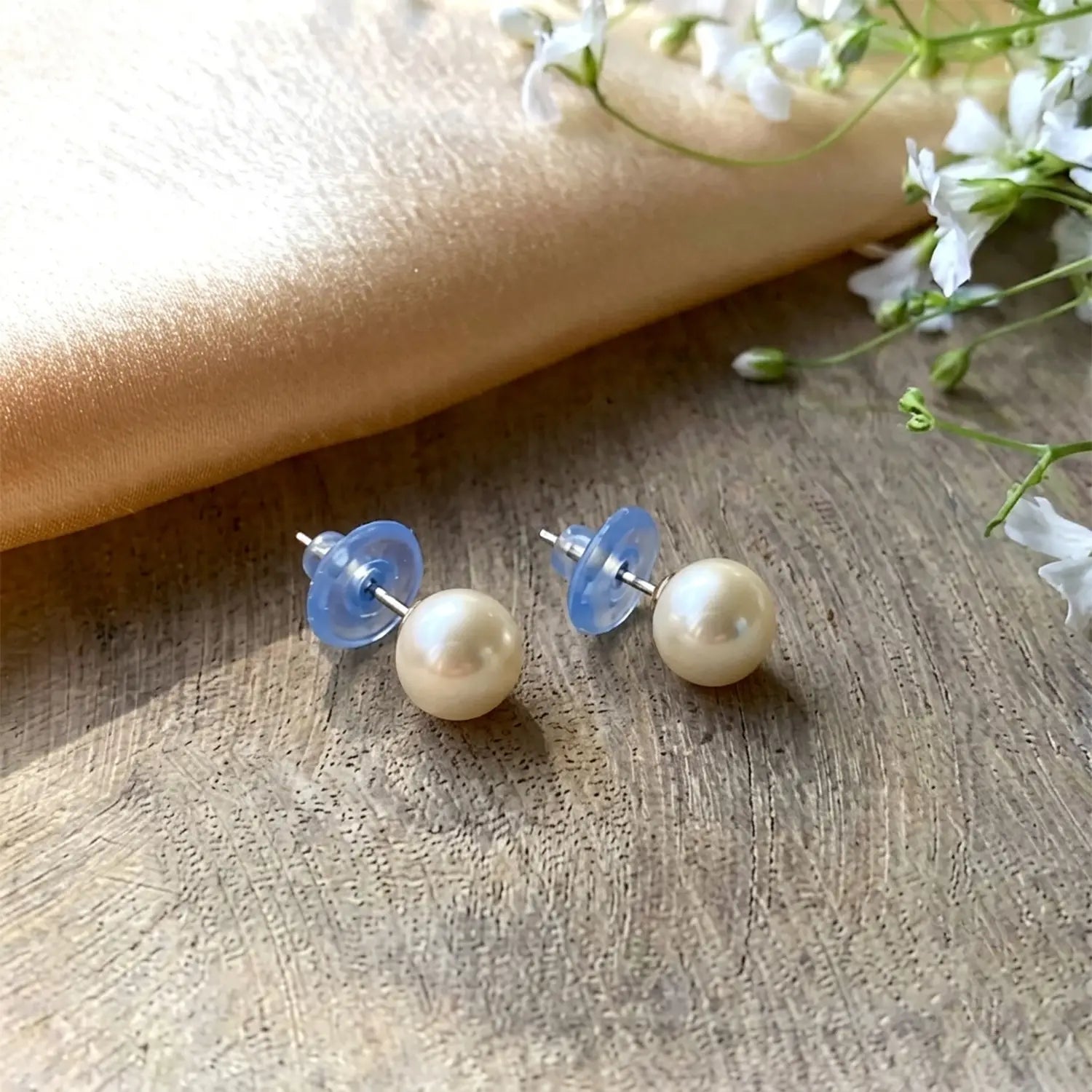 Midnight Pearl Sterling Silver Stud Earrings - Made With Pure 925 Silver