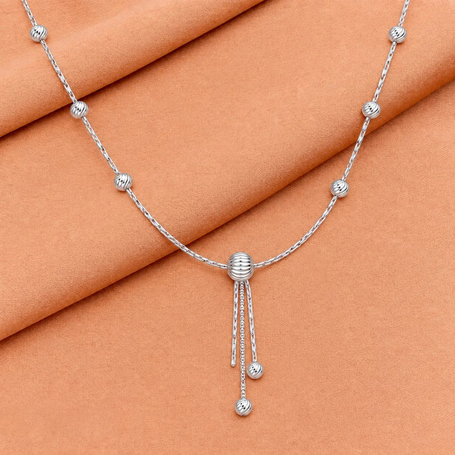 Elegant Beaded Tassel Silver Chain - Made With Pure 925 Silver