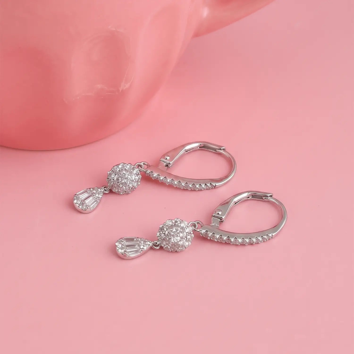 Elegant CZ Teardrop Dangle Earrings - Made With Pure 925 Silver