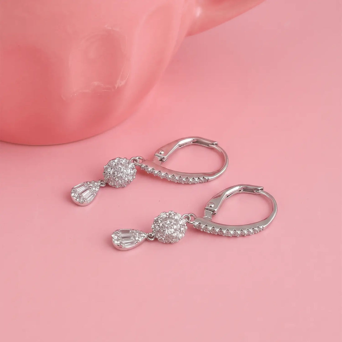 Elegant CZ Teardrop Dangle Earrings - Made With Pure 925 Silver