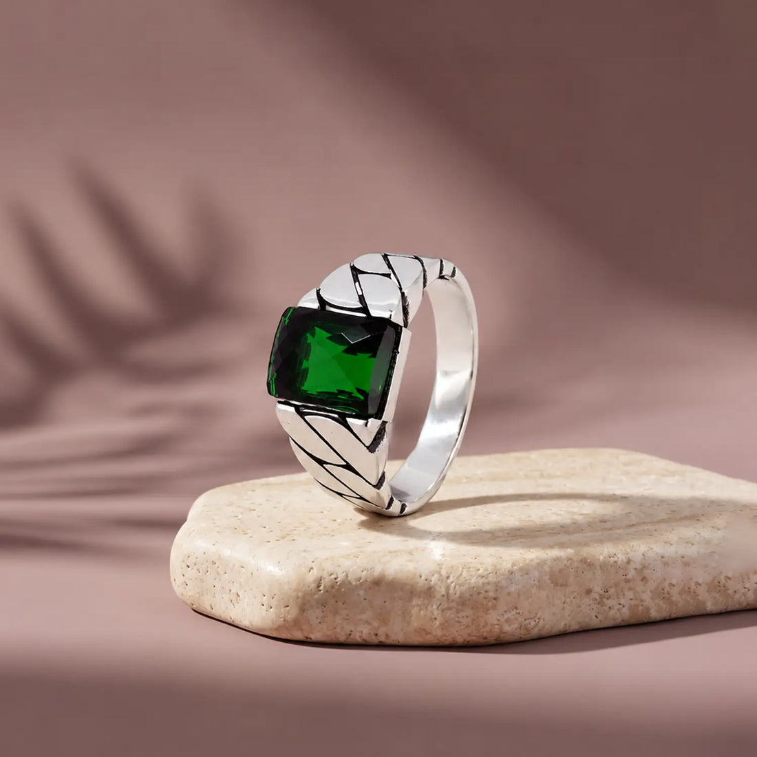 Green Gemstone Silver Ring - Made With Pure 925 Silver