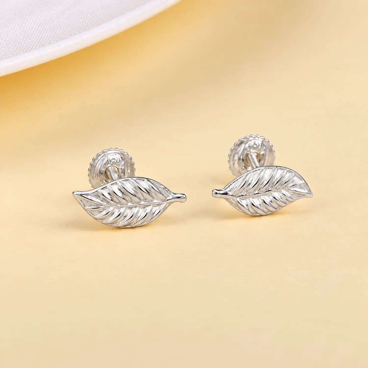 Elegant Leaf Motif Silver Stud Earrings - Made With Pure 925 Silver