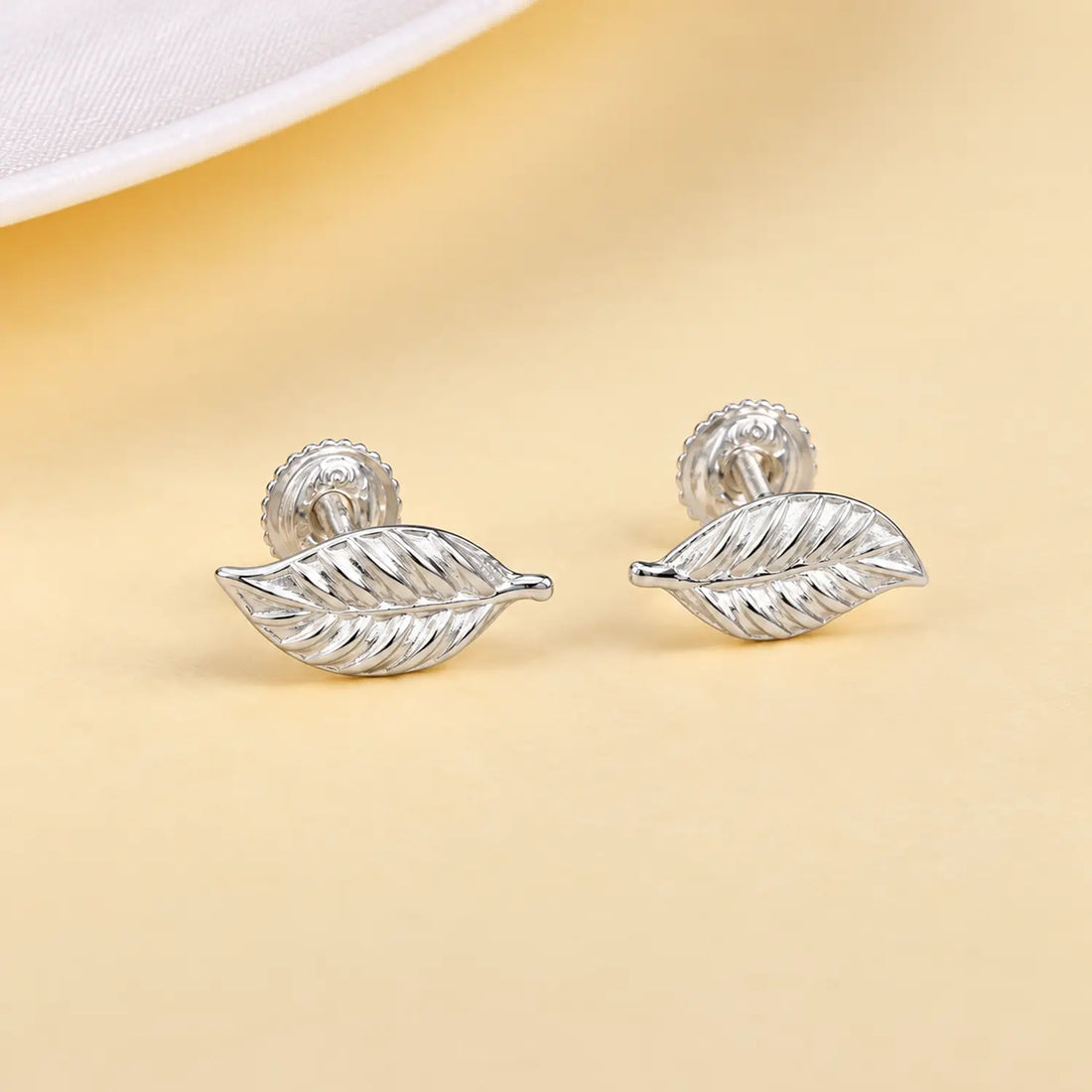 Elegant Leaf Motif Silver Stud Earrings - Made With Pure 925 Silver