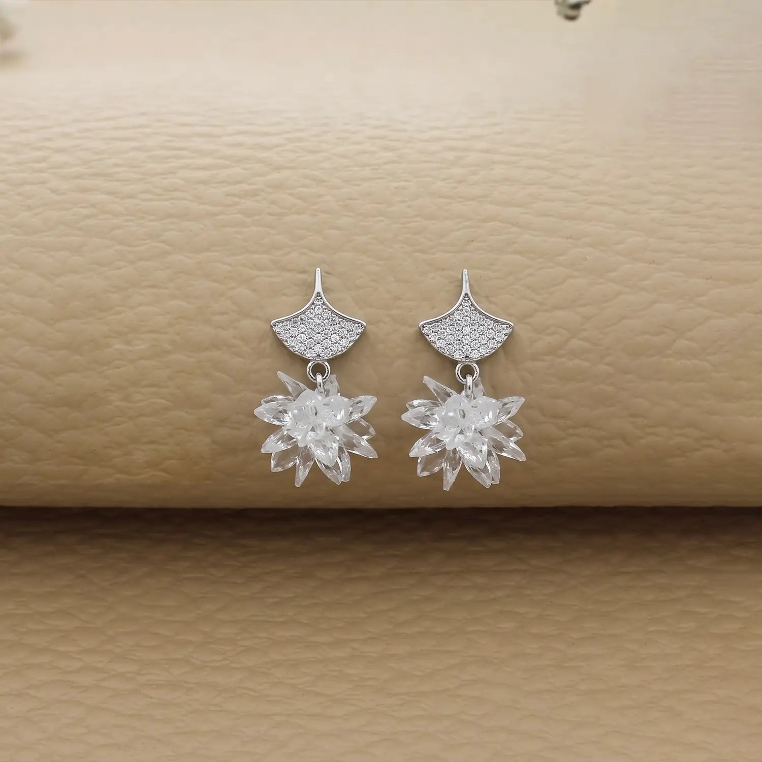 Crystal Bloom Drop Earrings - Made With Pure 925 Silver