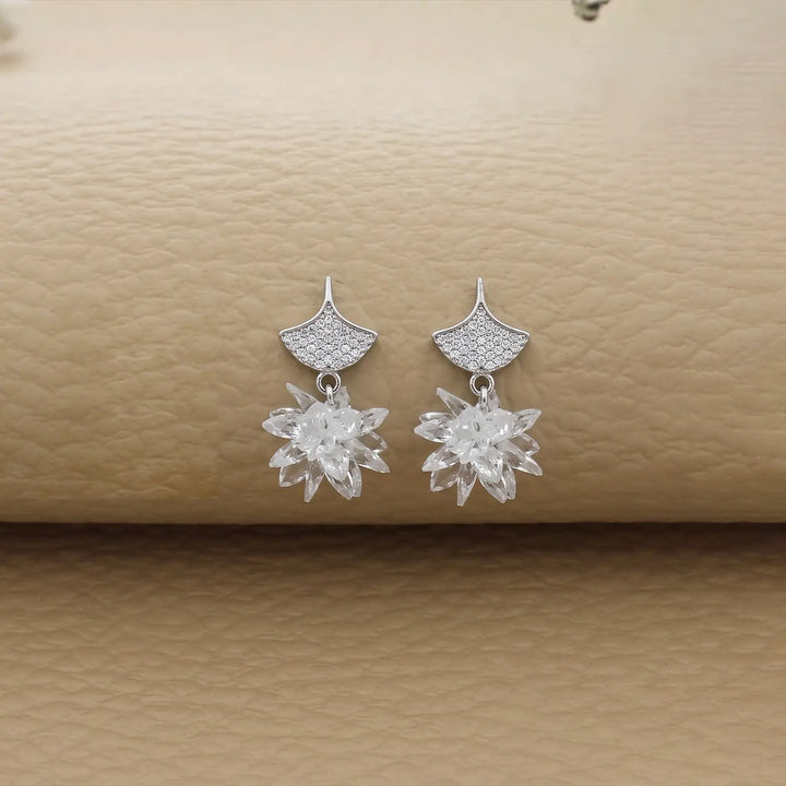 Crystal Bloom Drop Earrings - Made With Pure 925 Silver