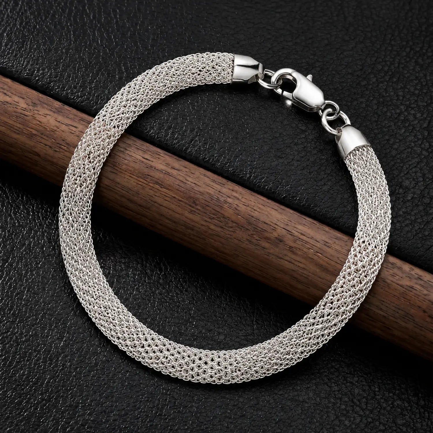 Men’s Mesh Bracelet – Premium Woven Chain Design - Made With Pure 925 Silver