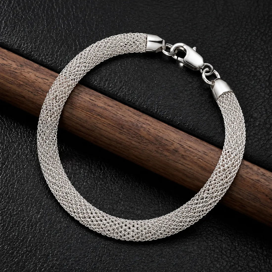 Men’s Mesh Bracelet – Premium Woven Chain Design - Made With Pure 925 Silver