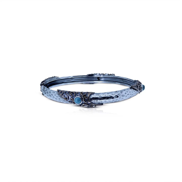 Vintage-Inspired Hammered Silver Kada with Antique Detailing - Made With Pure 925 Silver