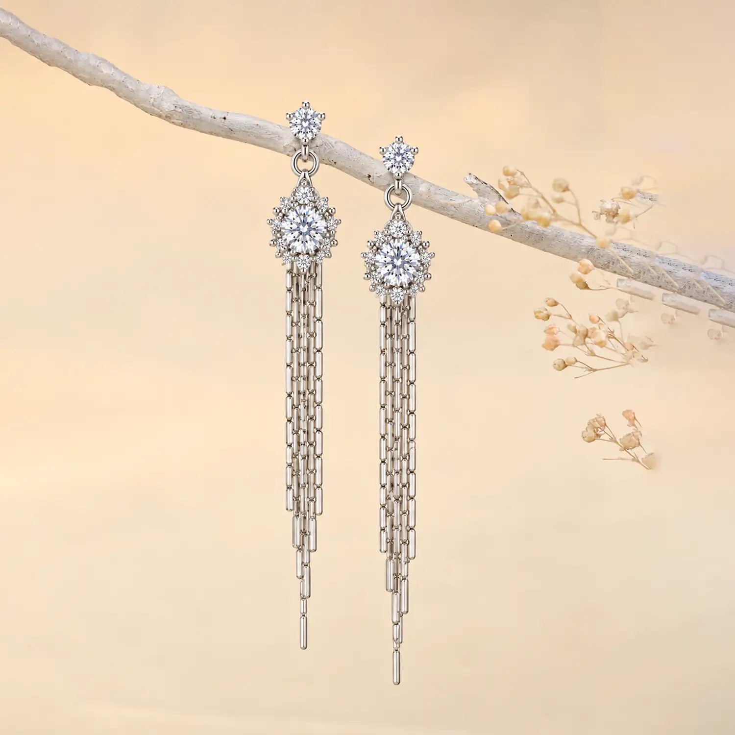 Elegant Crystal Cascade Silver Earrings - Made With Pure 925 Silver