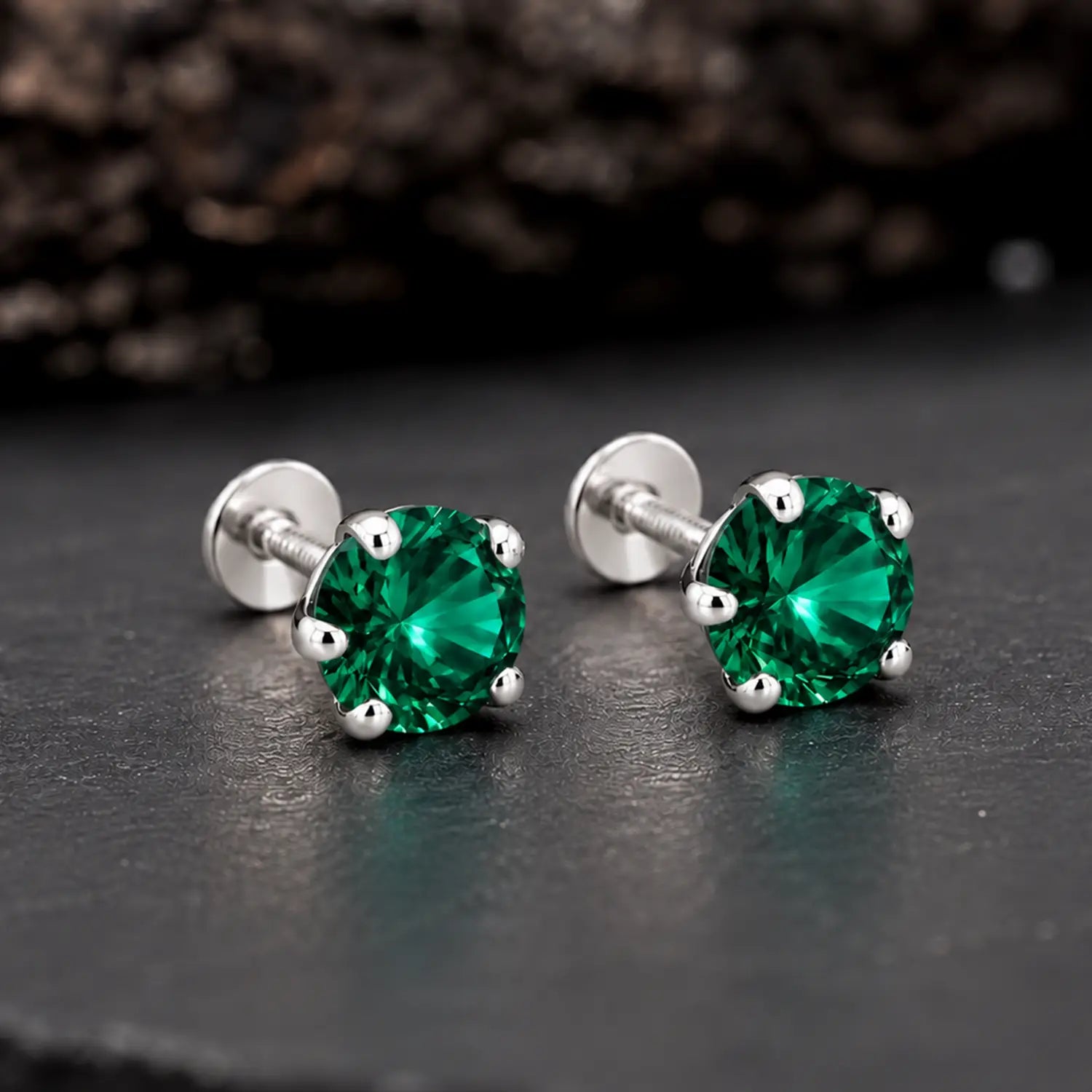 Royal Blue Solitaire Sterling Silver Stud Earrings - Made With Pure 925 Silver