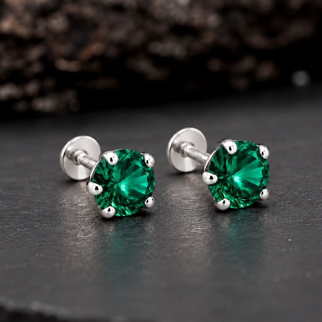Royal Blue Solitaire Sterling Silver Stud Earrings - Made With Pure 925 Silver