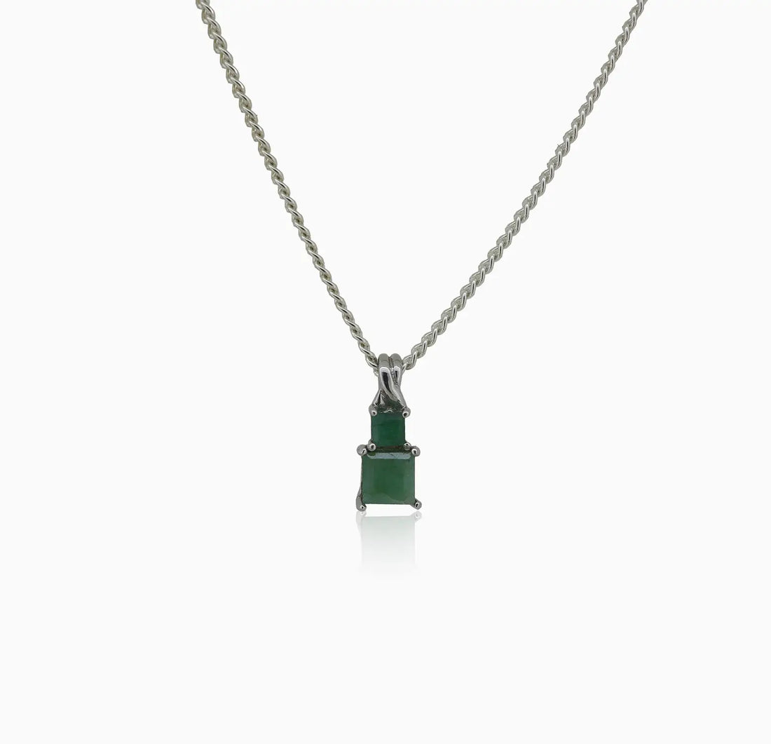 Pure Silver Emerald Pendant- Made With Pure 925 Silver