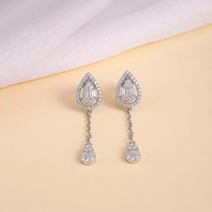 Elegant Teardrop Chain Drop Earrings - Made With Pure 925 Silver