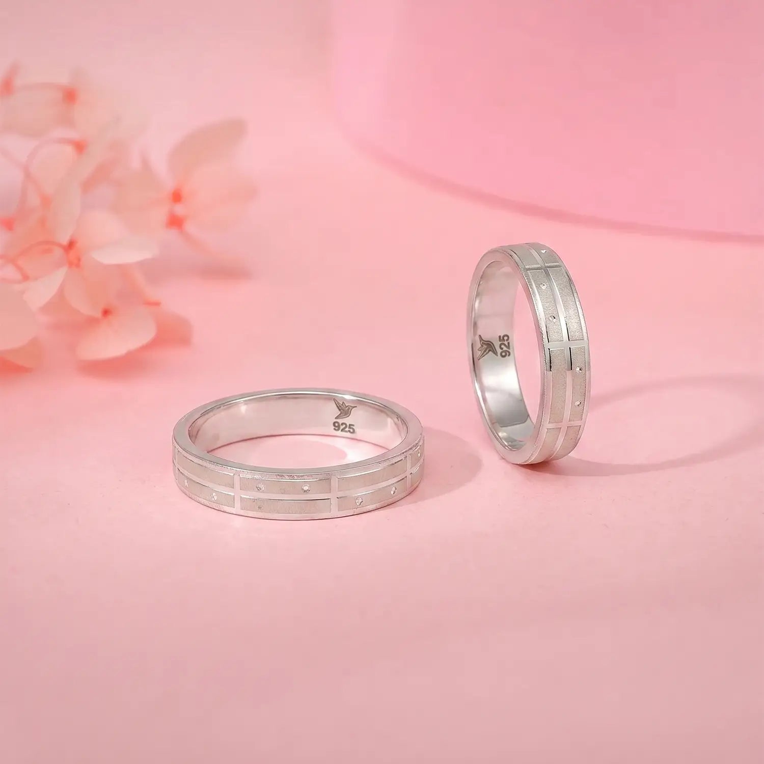 Premium Geometric Couple Band Rings - Made With Pure 925 Silver