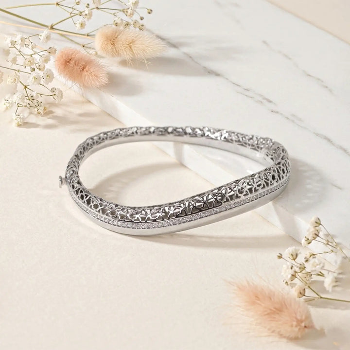 Elegant Pure Silver CZ Cutwork Designer Bracelet - Made With Pure 925 Silver