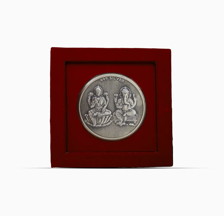Lakshmi Ganesha Pure Silver Coin  - Made With Pure 925 Silver