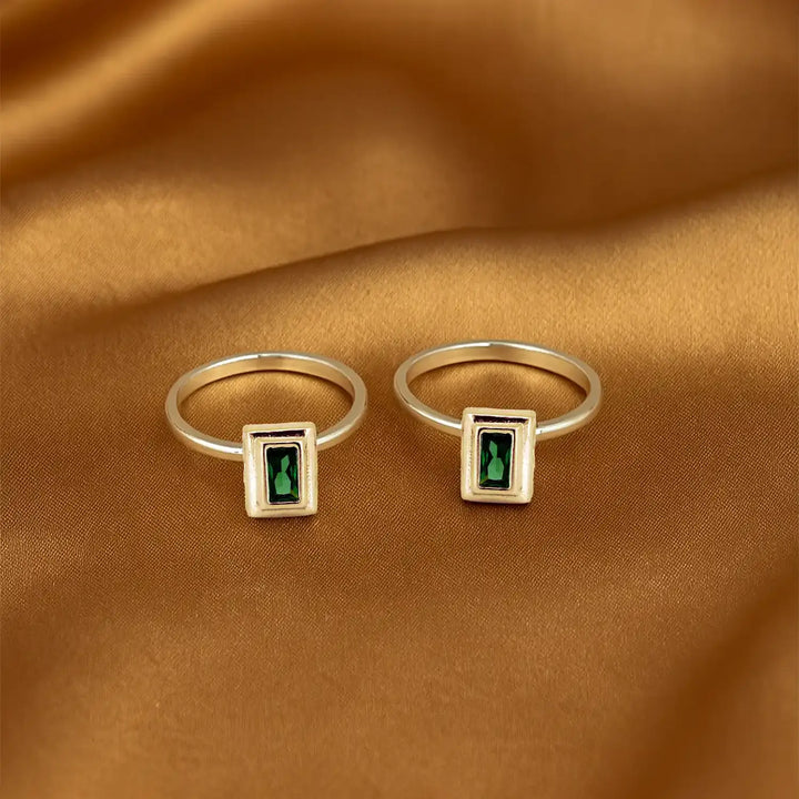 Elegant Pure Silver Stone Toe Rings (Pair)- Made With Pure 925 Silver