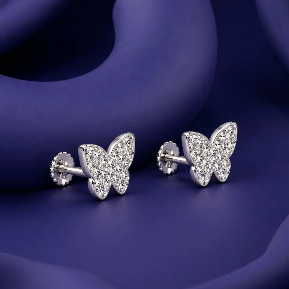 Sparkling Butterfly 925 Silver Stud Earrings - Made With Pure 925 Silver