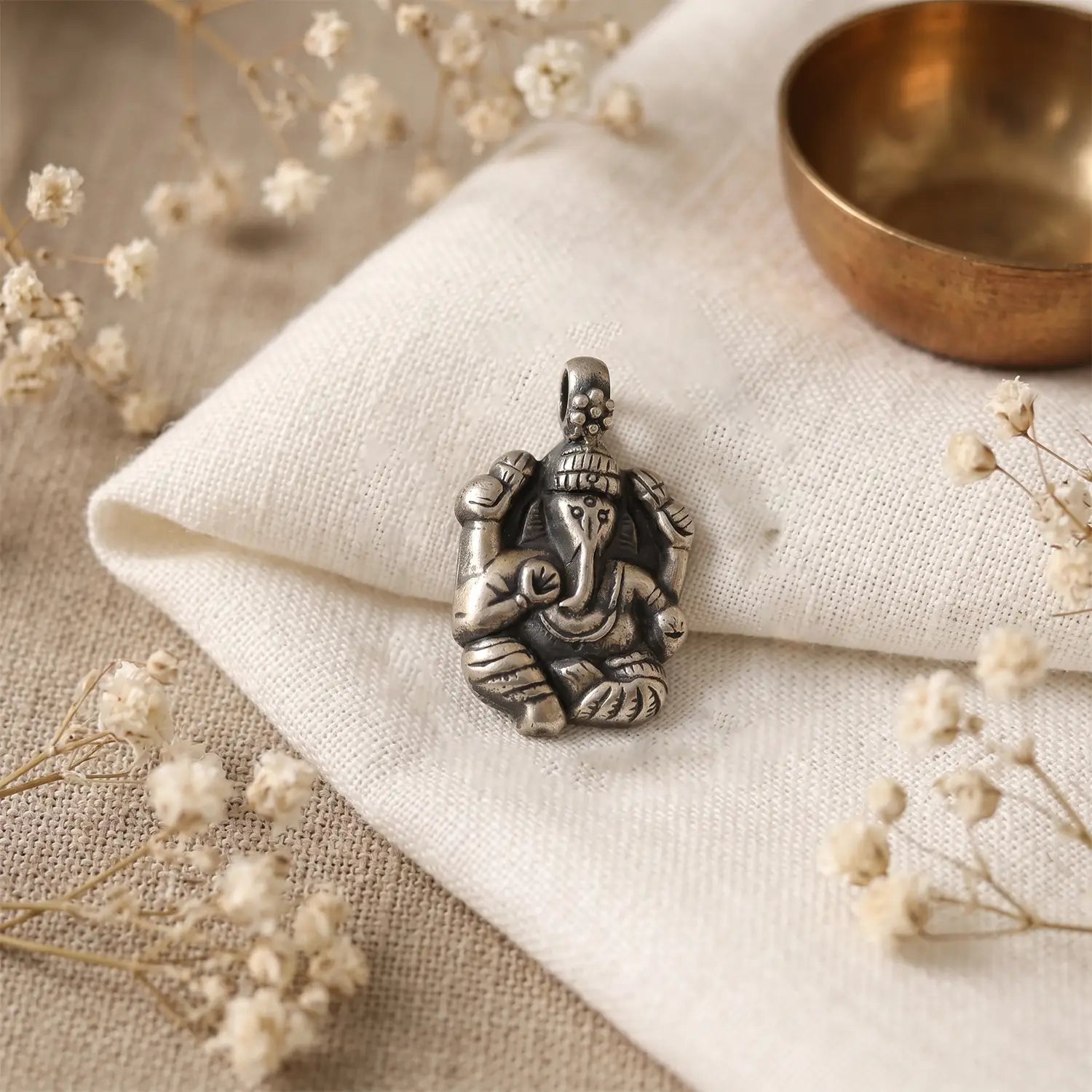 Divine Lord Ganesha Pure Silver Pendant - Made With Pure 925 Silver