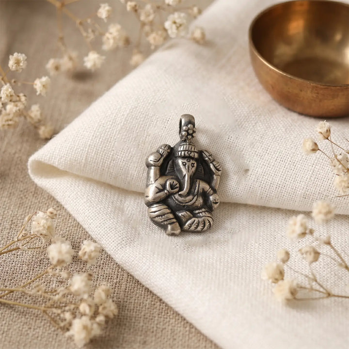 Divine Lord Ganesha Pure Silver Pendant - Made With Pure 925 Silver