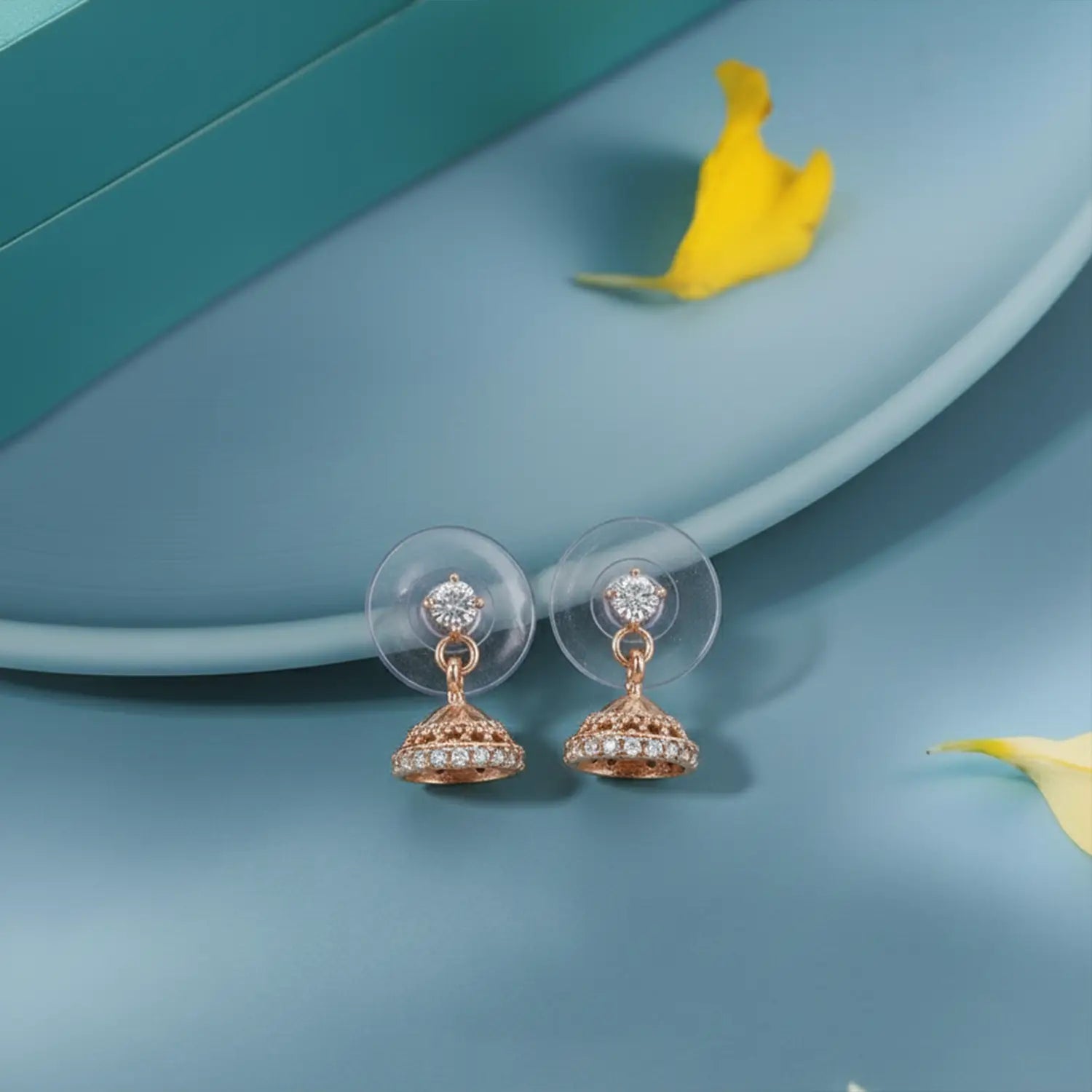 Classic Dome Rose Gold Silver Jhumki Stud Earrings- Made With Pure 925 Silver