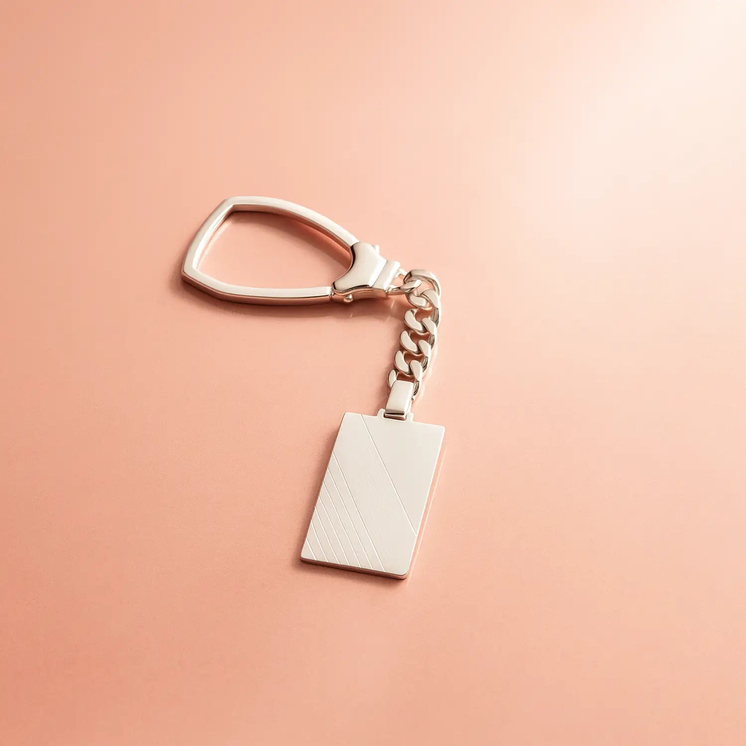 Sleek Silver Rectangle Keychain - Made With Pure 925 Silver