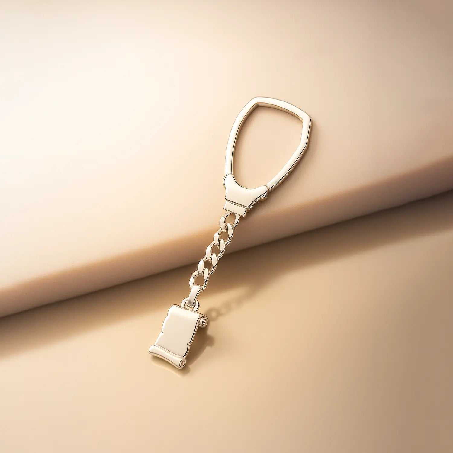 Pure Silver High Polished Scroll Key Chain - Made With Pure 925 Silver