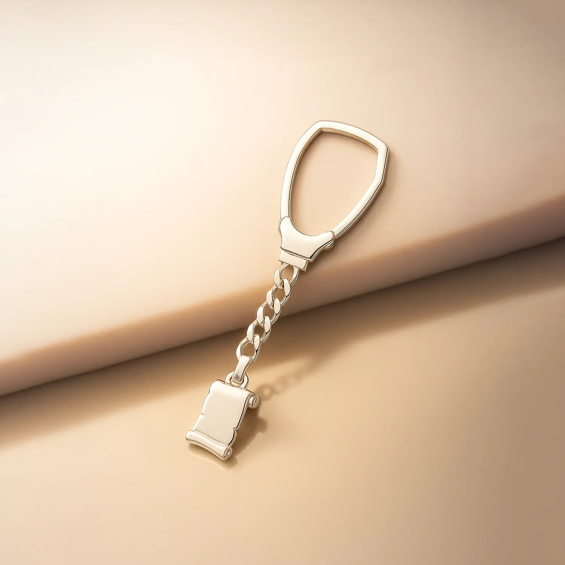 Pure Silver High Polished Scroll Key Chain - Made With Pure 925 Silver