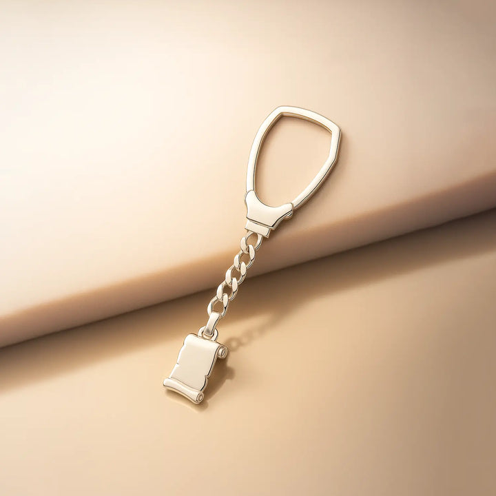 Pure Silver High Polished Scroll Key Chain - Made With Pure 925 Silver