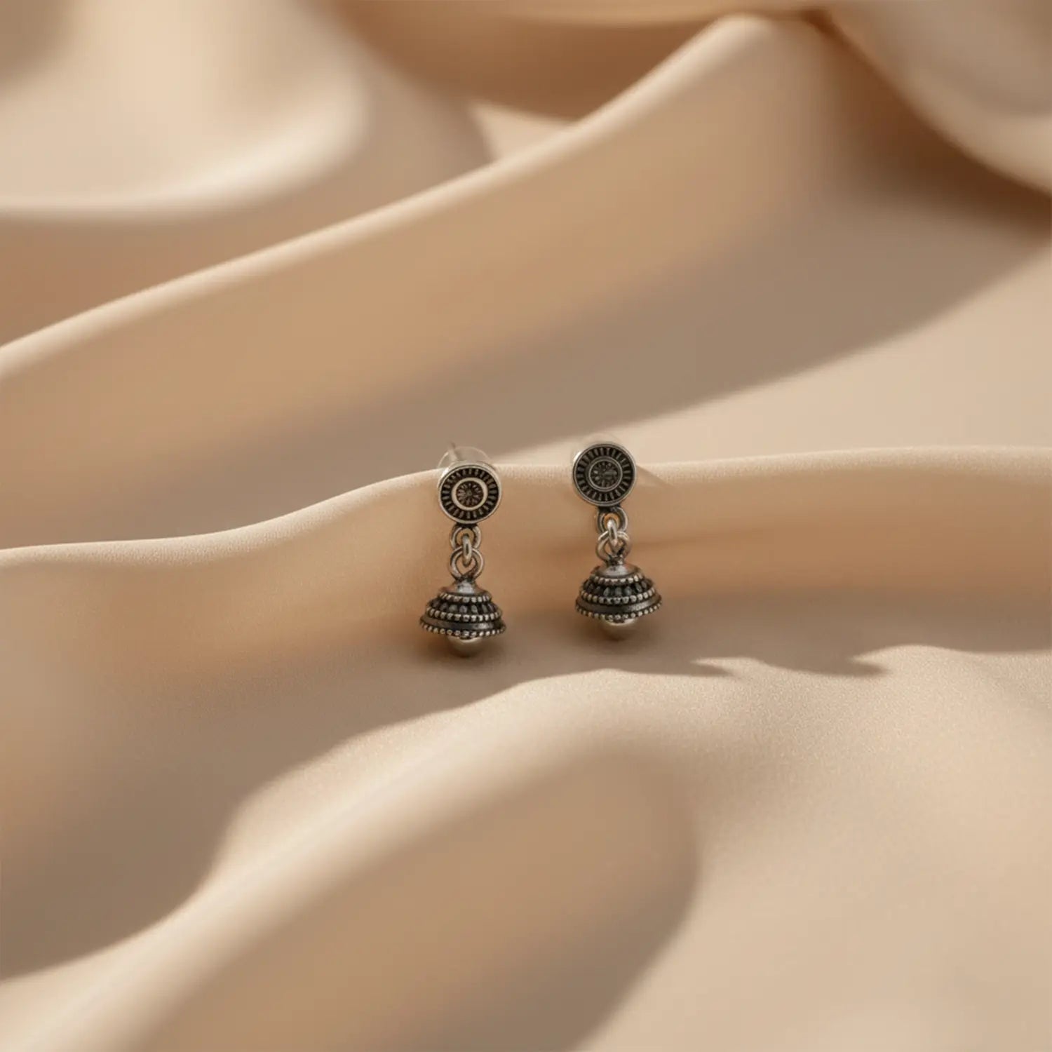 Classic Round Pure Silver Jhumki Earrings- Made With Pure 925 Silver