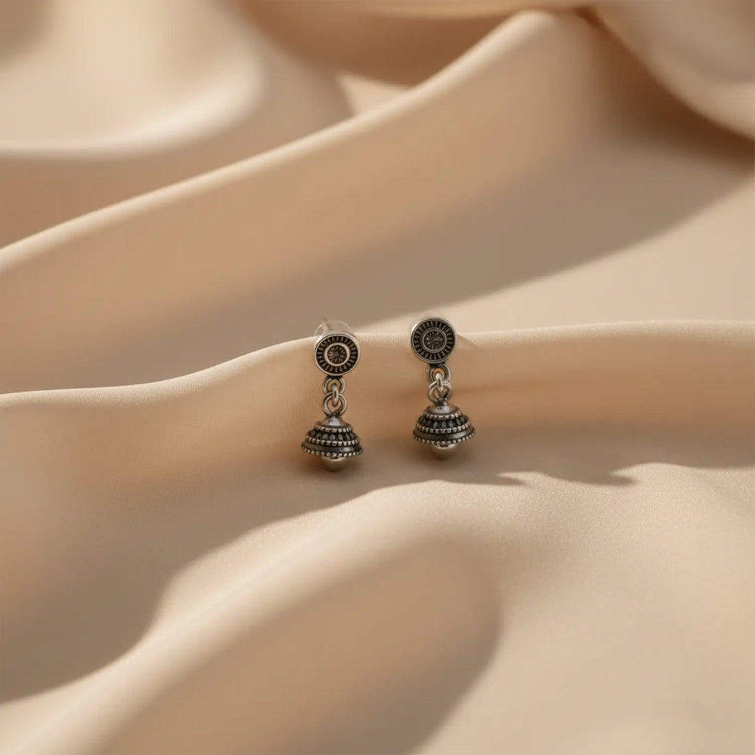 Classic Round Pure Silver Jhumki Earrings- Made With Pure 925 Silver