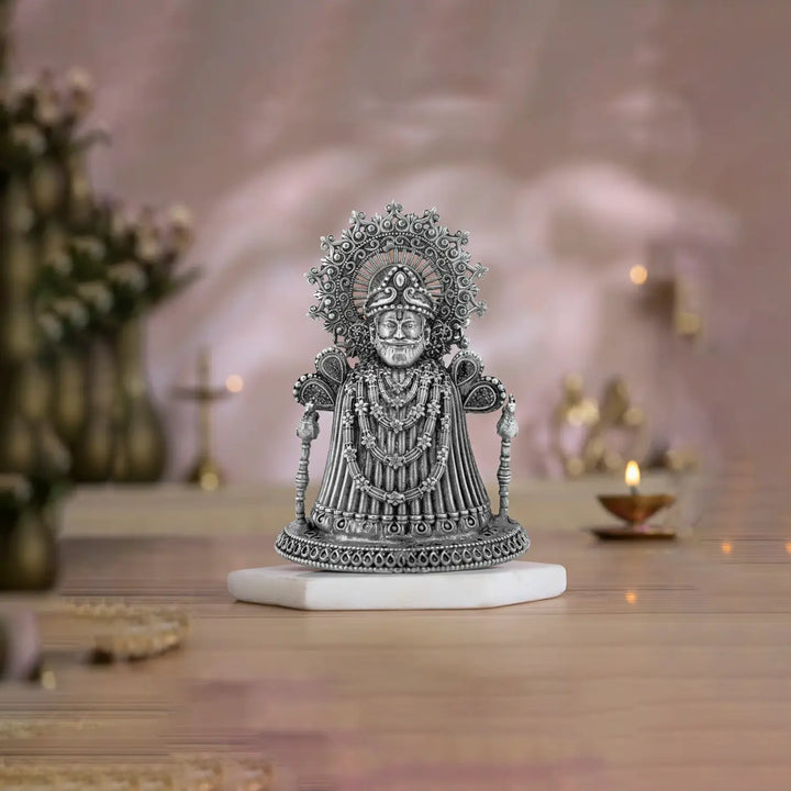 Pure Silver Khatu Shyam Ji Idol – Antique Finish- Made With Pure 925 Silver