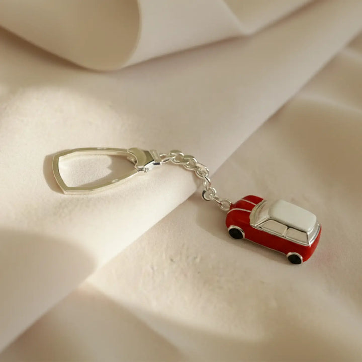 Red Car Pure Silver Keychain - Made With Pure 925 Silver
